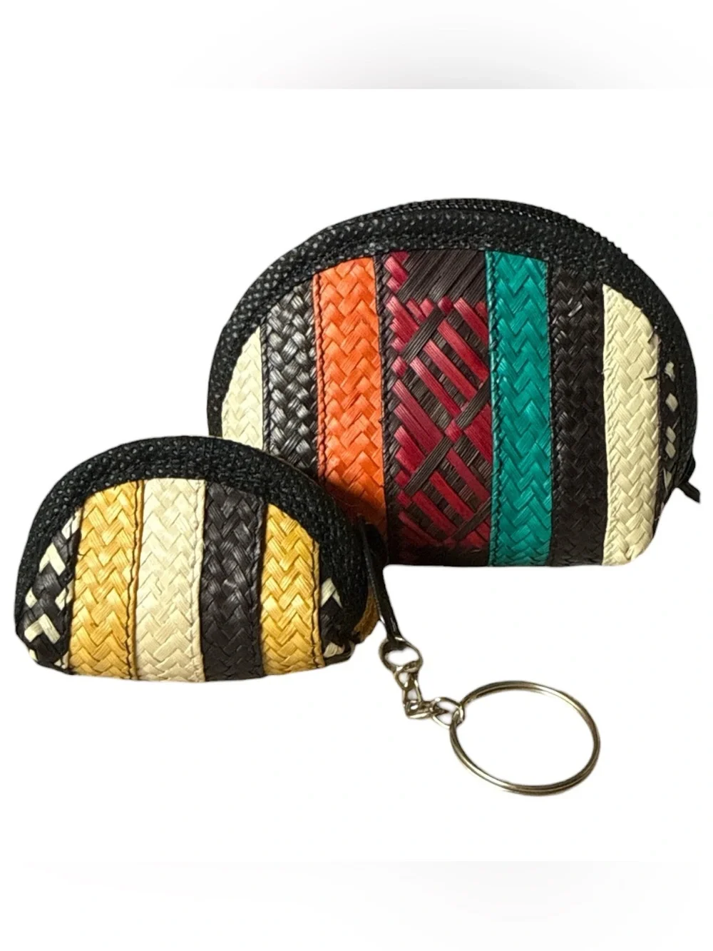 Columbian Cana Flecha Straw Tote with Zipper Closure, & 2 Matching Mini Bags